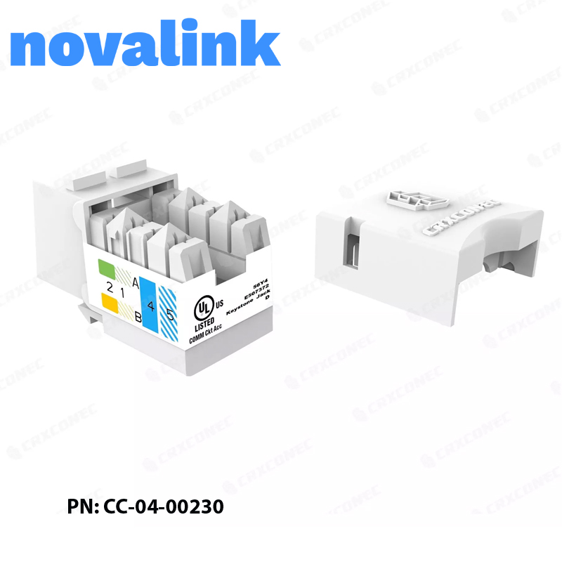 Ổ cắm, Nhân mạng Cat5E Novalink | Chân tiếp xúc mạ vàng 50U | Nhựa cao cấp CC-04-00230
